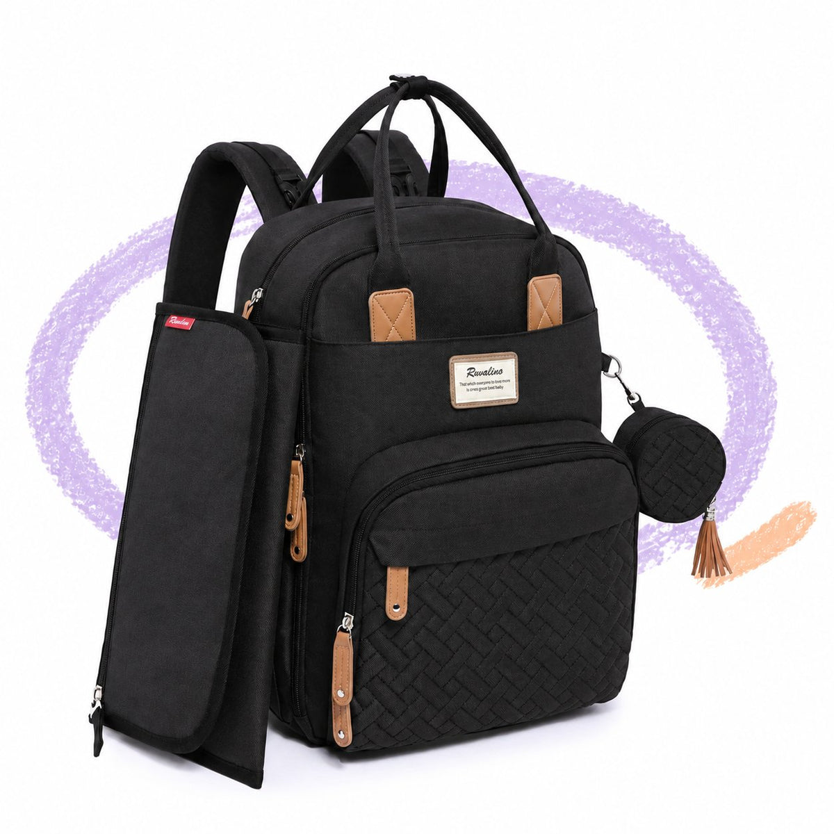 RUVALINO Neutral diaper backpack in Black