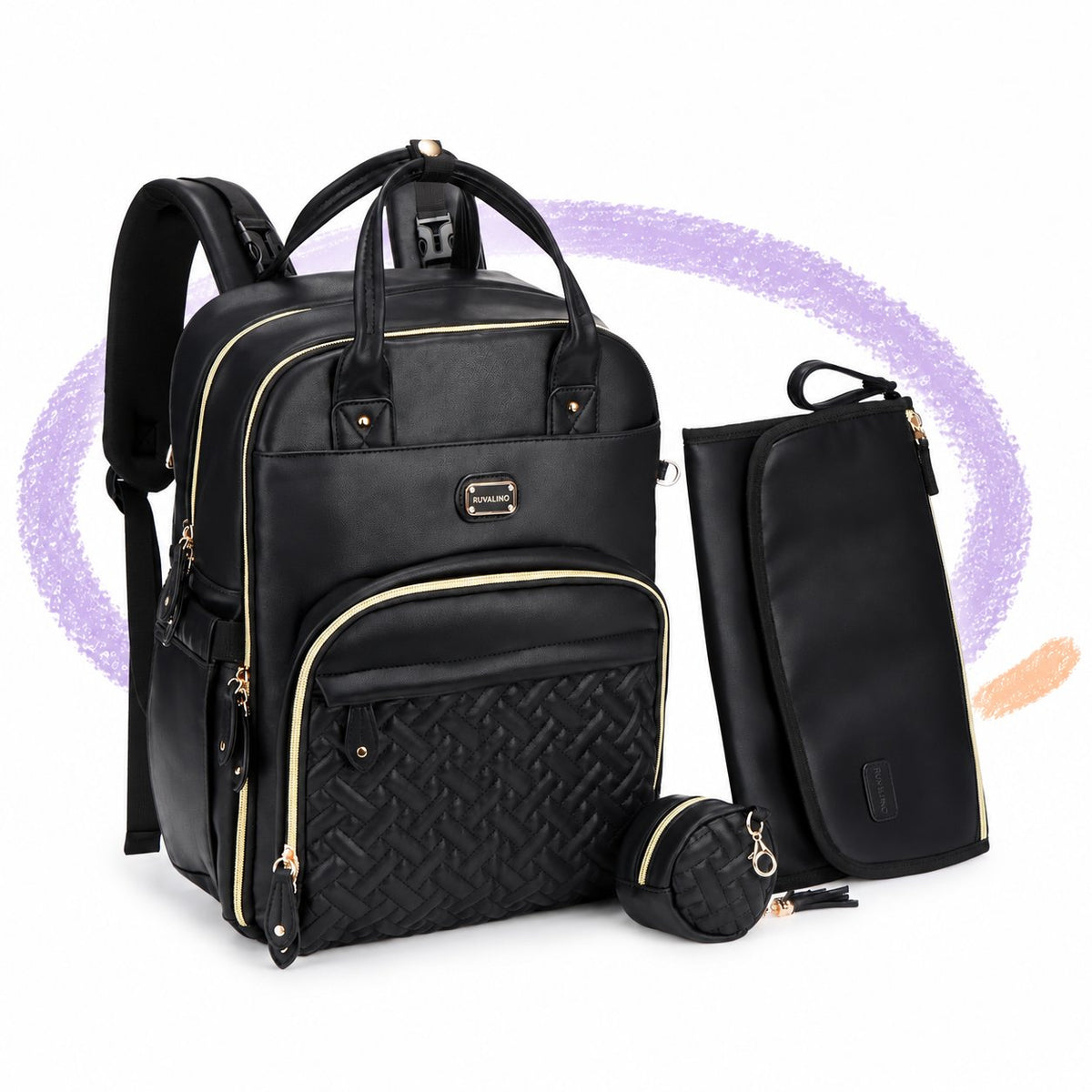 RUVALINO Boss Plus diaper backpack in black