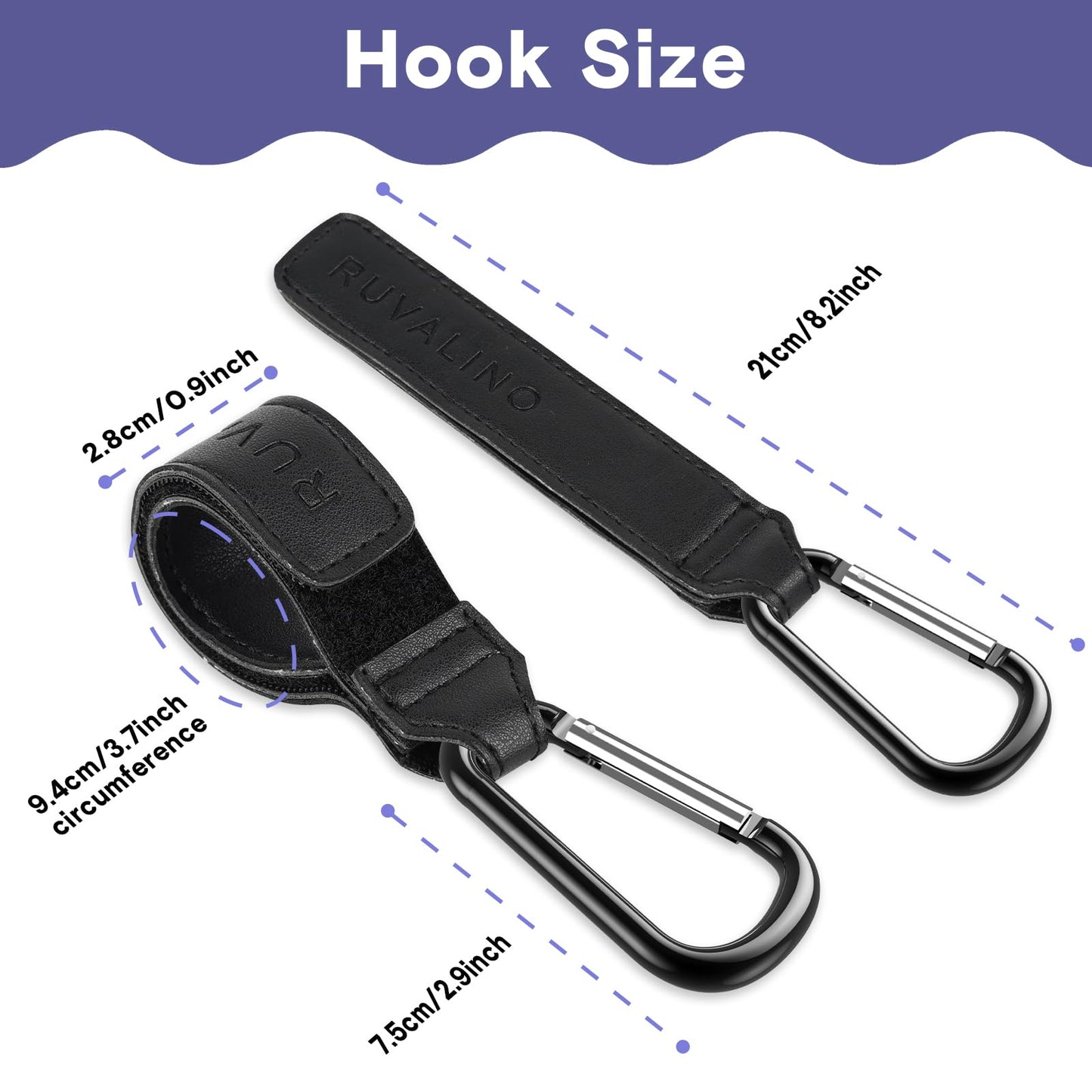 RUVALINO stroller hook with adjustable synthetic leather strap