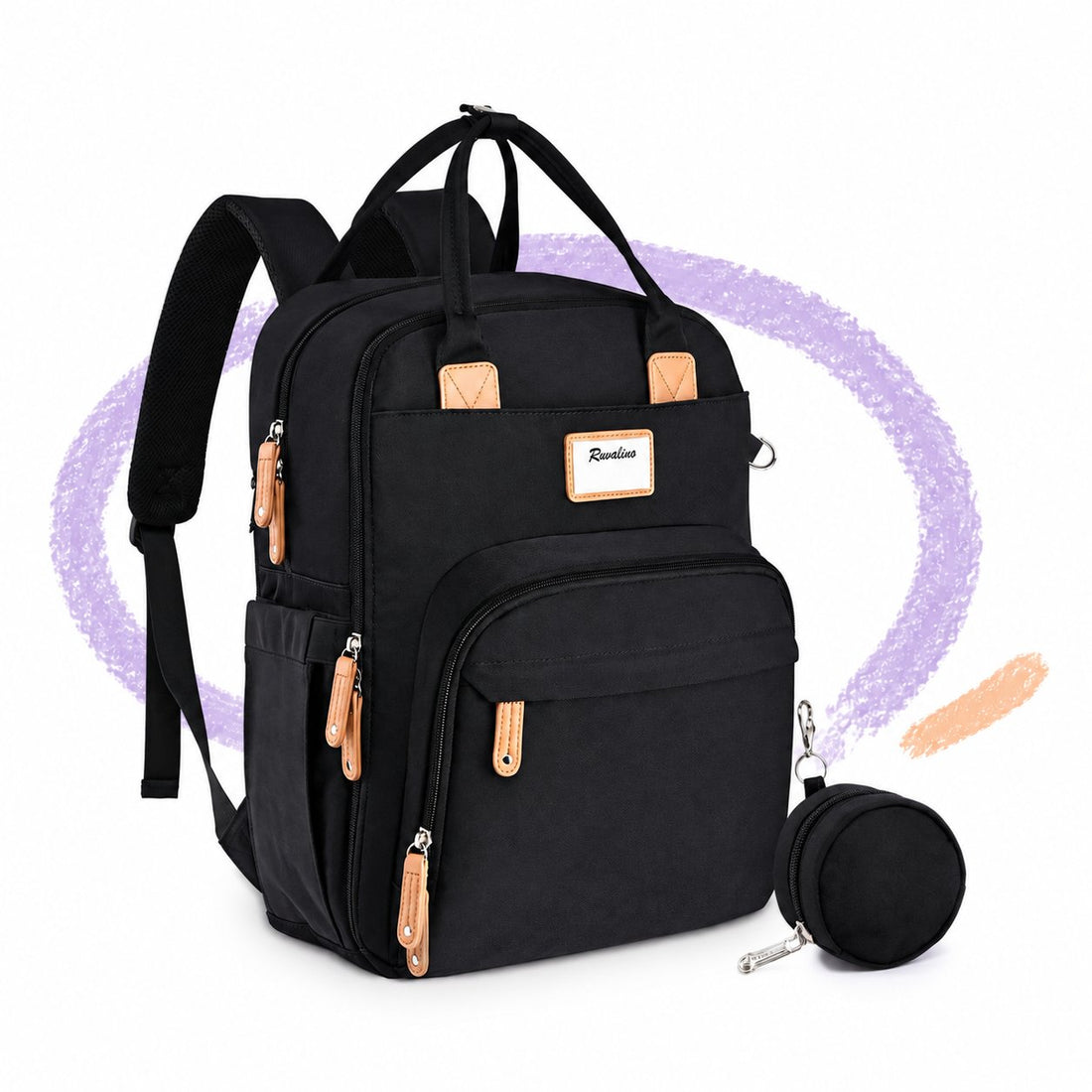RUVALINO Classic diaper bag backpack in black, an example of a simple durable design without gimmick features