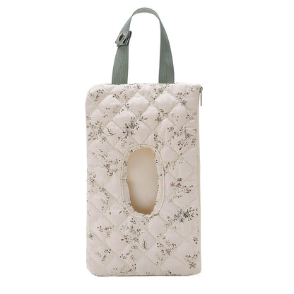 Ruvalino Wipe Holder Quilted Wipe Pouch Portable Hanging Floral Wet Wipes Bag