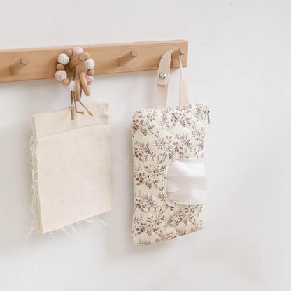 Ruvalino Wipe Holder Quilted Wipe Pouch Portable Hanging Floral Wet Wipes Bag