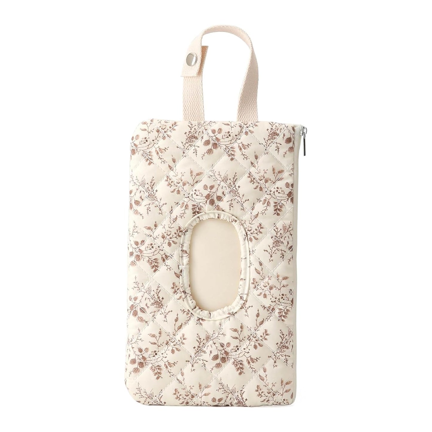 Ruvalino Wipe Holder Quilted Wipe Pouch Portable Hanging Floral Wet Wipes Bag