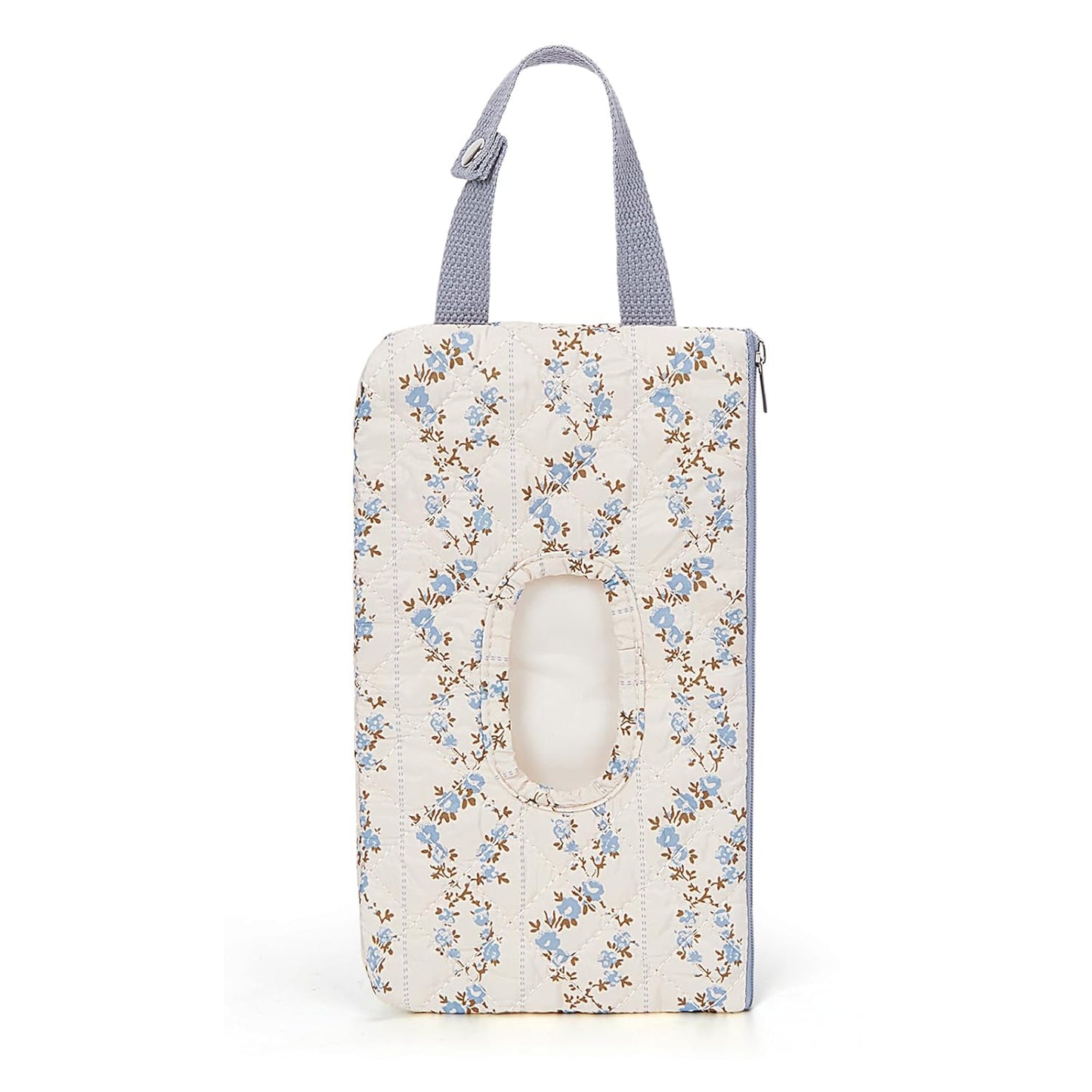 Ruvalino Wipe Holder Quilted Wipe Pouch Portable Hanging Floral Wet Wipes Bag