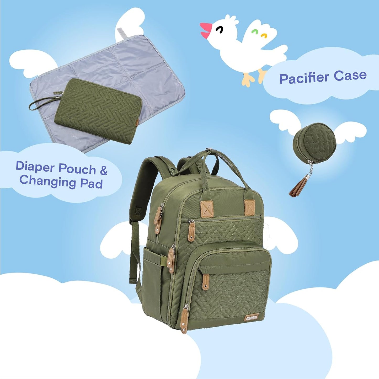 RUVALINO 4 in 1 kit Large Diaper Bag Backpack