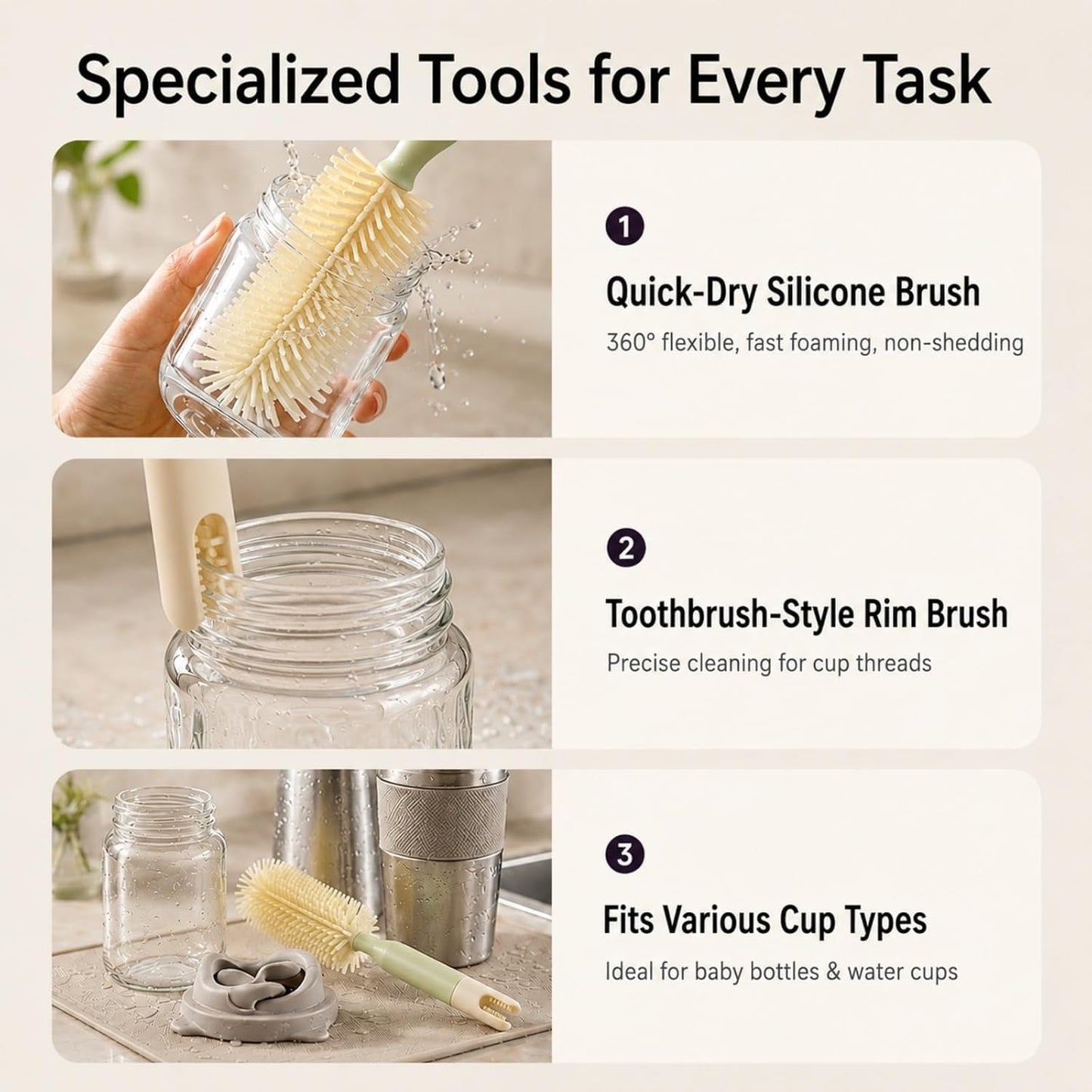 Ruvalino 8-in-1 Baby Bottle Cleaning Kit with Drying Rack & Storage Case