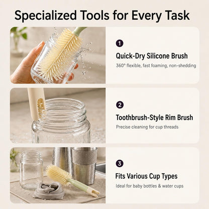 Ruvalino 8-in-1 Baby Bottle Cleaning Kit with Drying Rack & Storage Case