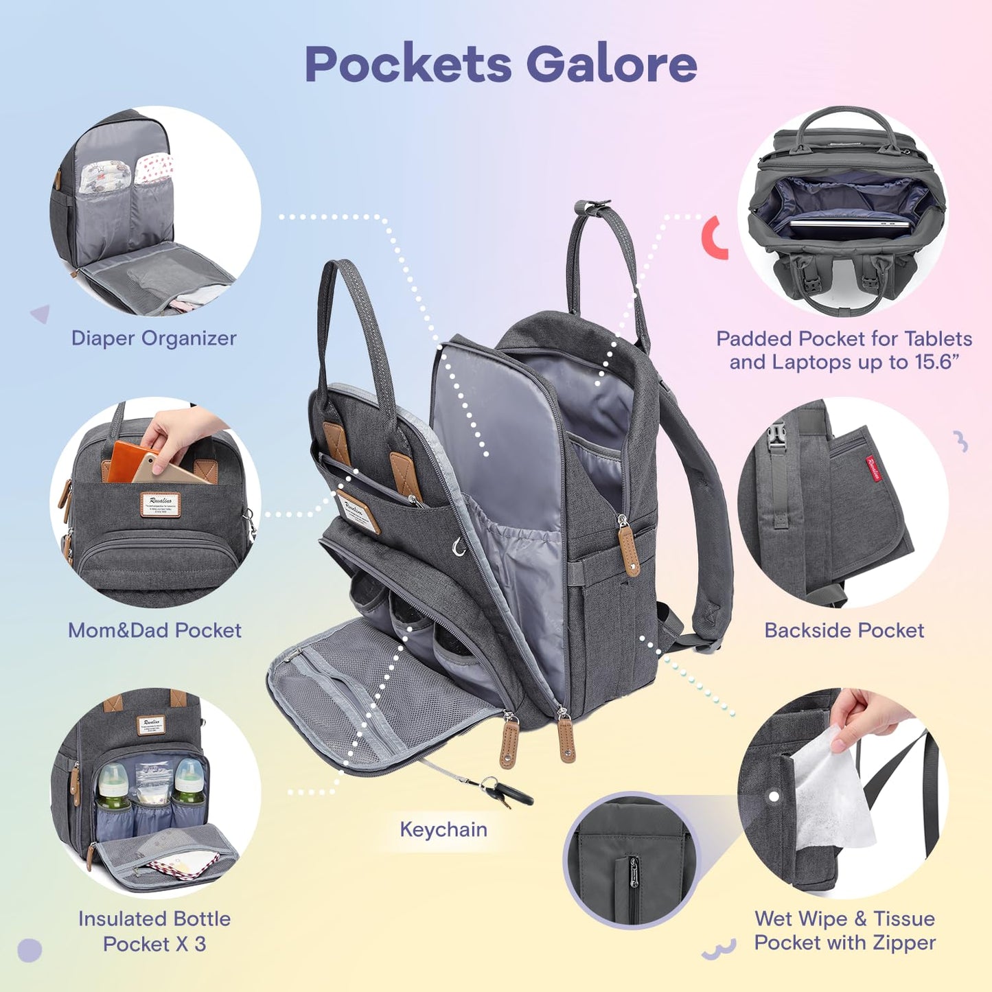 RUVALINO Neutral All-in-One Baby Bags Set