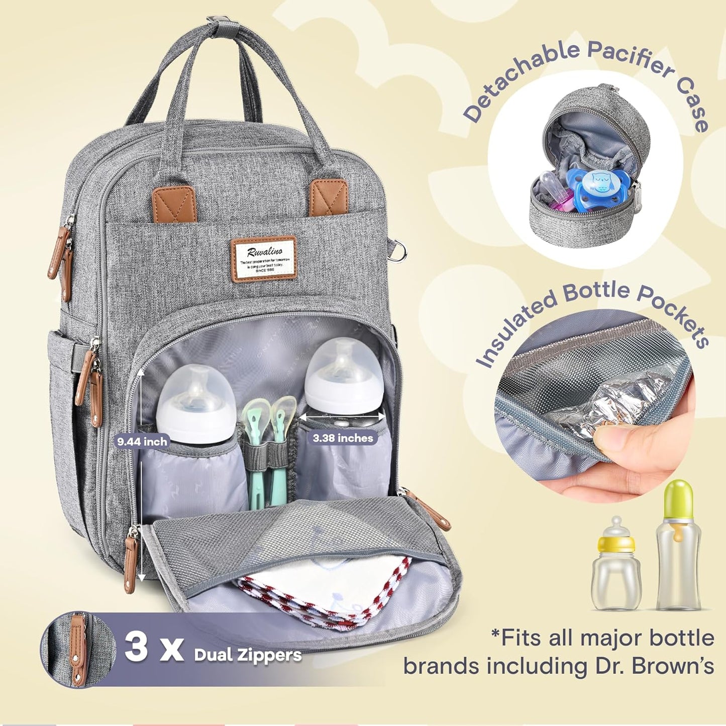 RUVALINO Classic Diaper Bag Backpack