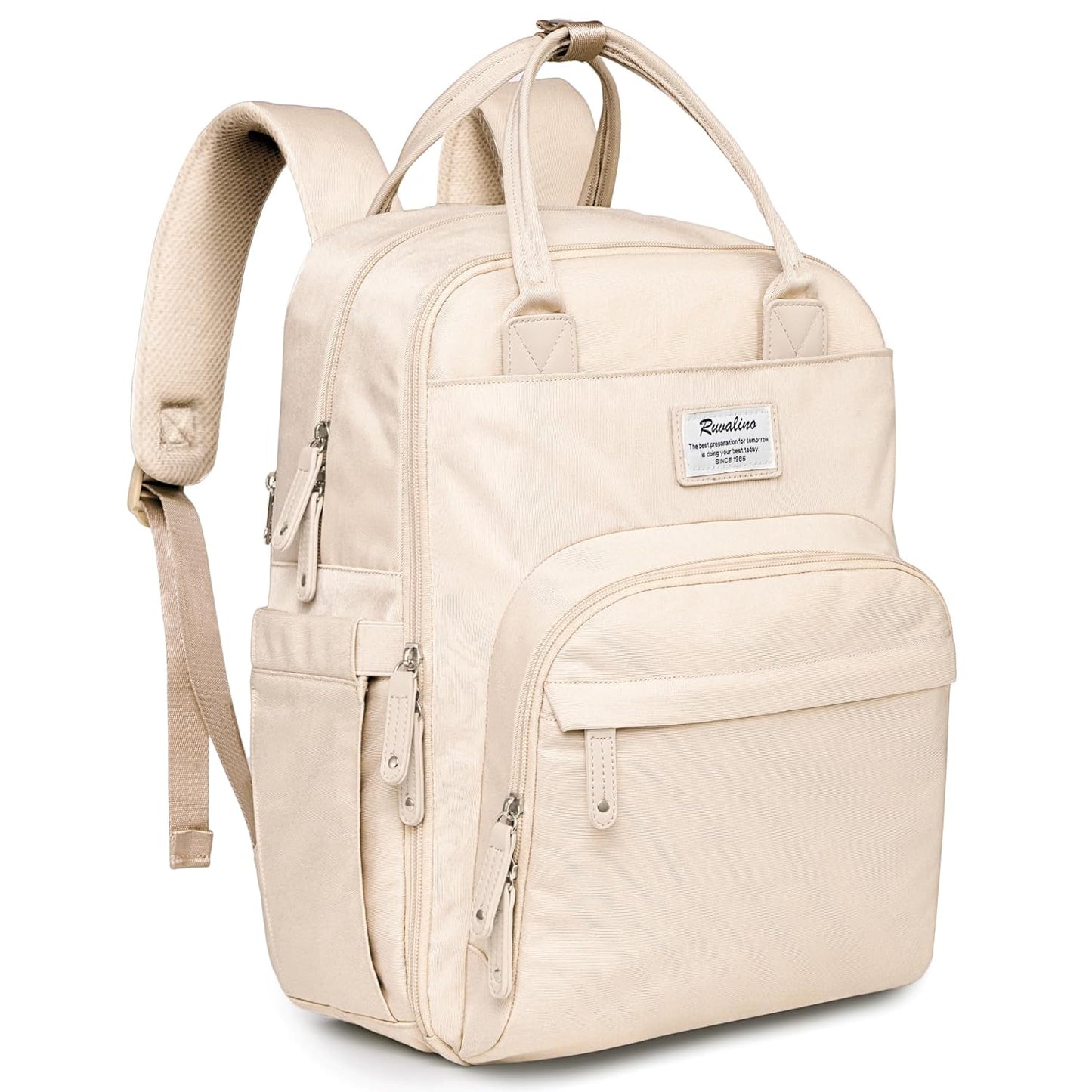 a beige backpack