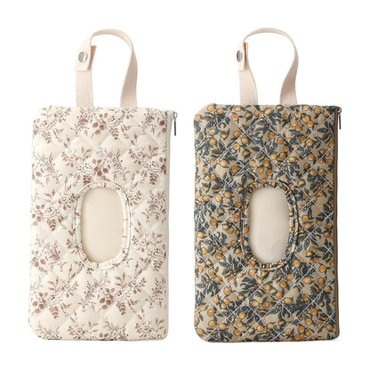 Ruvalino Wipe Holder Quilted Wipe Pouch Portable Hanging Floral Wet Wipes Bag