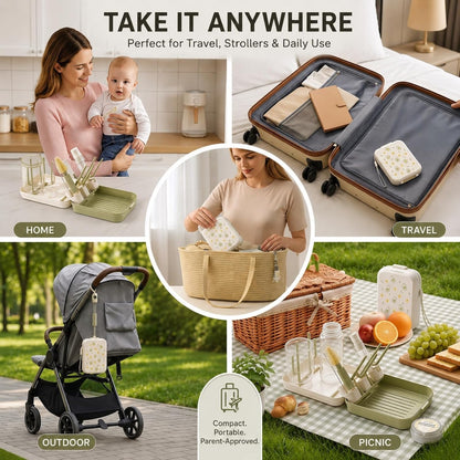 Ruvalino 8-in-1 Baby Bottle Cleaning Kit with Drying Rack & Storage Case