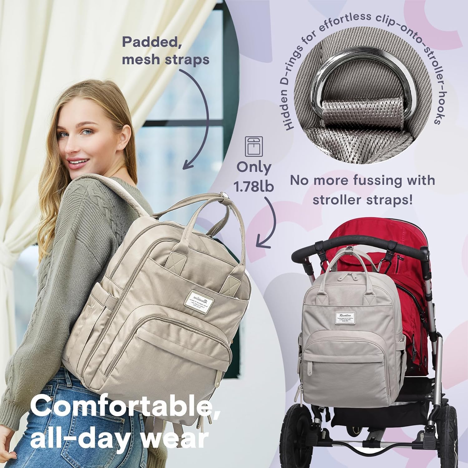 Comfortable diaper fashion backpack