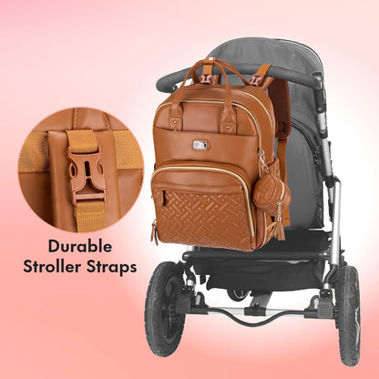 RUVALINO Boss Plus™ Large Diaper Bag Backpack with Portable Changing Pad, Pacifier Case and Stroller Straps