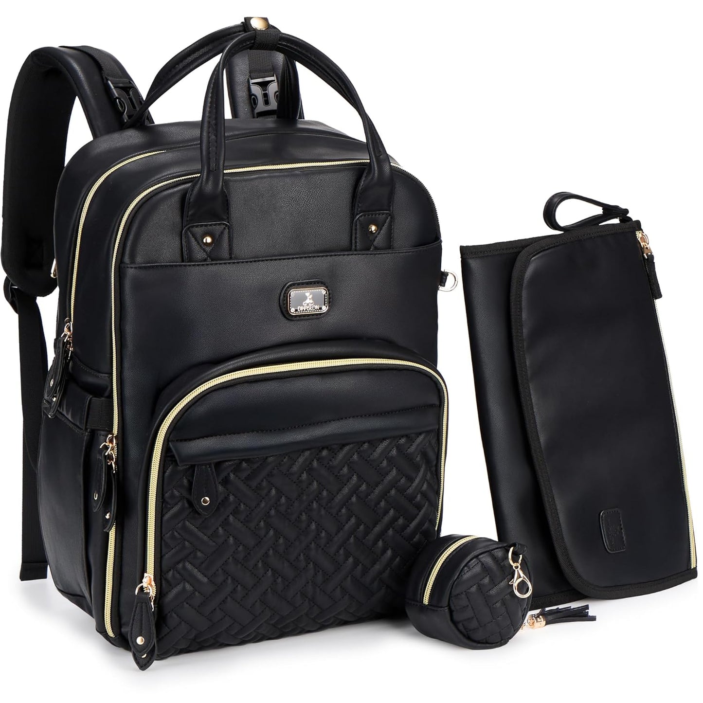 RUVALINO Boss Plus™ Large Diaper Bag Backpack with Portable Changing Pad, Pacifier Case and Stroller Straps