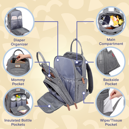 Ruvalino Neutral All-in-One Baby Bags - Light Gray product view 21