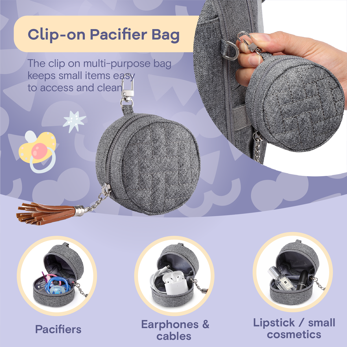 Ruvalino Neutral All-in-One Baby Bags - Light Gray product view 22